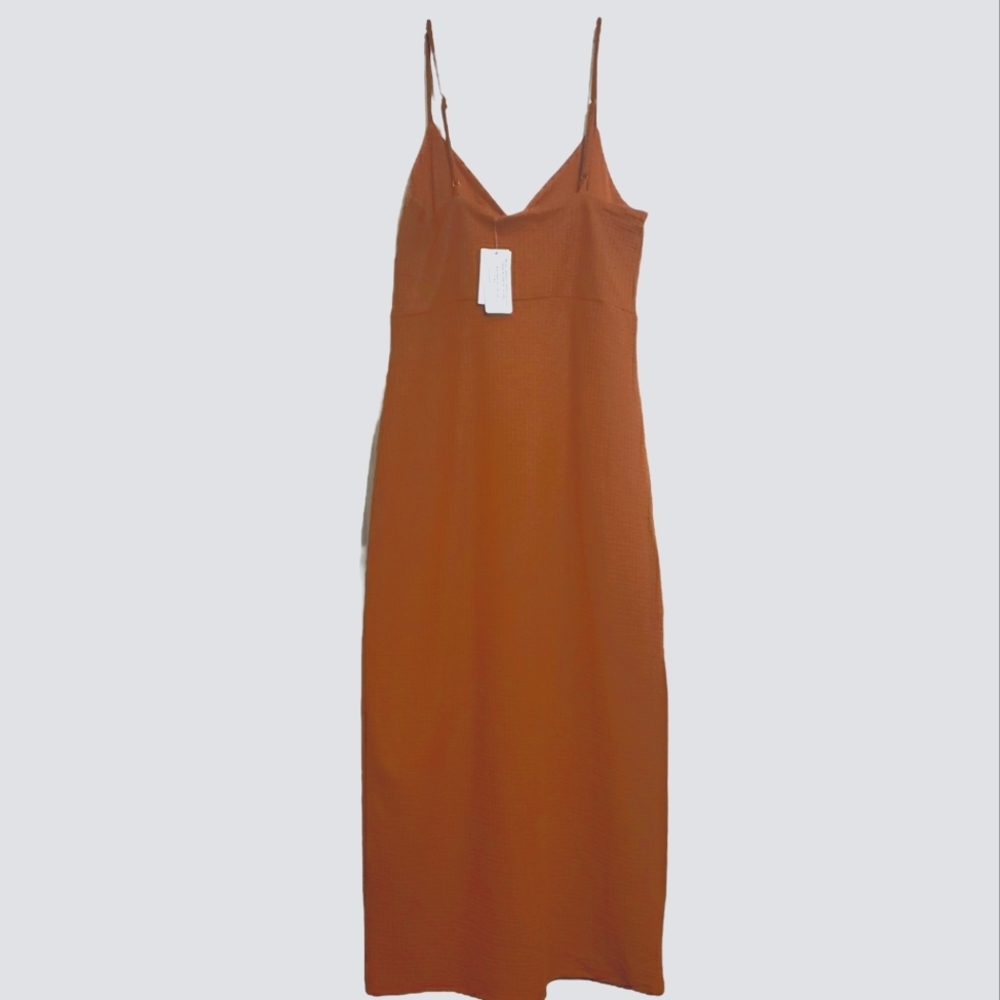 NWT L Space Imogen Midi Dress Orange Brown Size XL - Picture 5 of 8